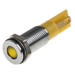 RS PRO Yellow Panel Mount Indicator, 6V dc, 8mm Mounting Hole Size, Faston, Solder Lug Termination, IP67