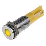 RS PRO Yellow Panel Mount Indicator, 12V dc, 8mm Mounting Hole Size, Faston, Solder Lug Termination, IP67