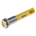 RS PRO Yellow Panel Mount Indicator, 220V ac, 8mm Mounting Hole Size, Faston, Solder Lug Termination, IP67