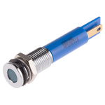 RS PRO Blue Panel Mount Indicator, 220V ac, 8mm Mounting Hole Size, Faston, Solder Lug Termination, IP67