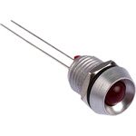 Bulgin Red Panel Mount Indicator, 2V dc, 8mm Mounting Hole Size, Lead Wires Termination