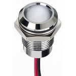 RS PRO White Panel Mount Indicator, 1.8 → 3.3V dc, 14mm Mounting Hole Size, Lead Wires Termination, IP67