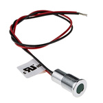 RS PRO Green Panel Mount Indicator, 24V dc, 8mm Mounting Hole Size, Lead Wires Termination, IP67