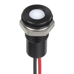 RS PRO White Panel Mount Indicator, 1.8 → 3.3V dc, 8mm Mounting Hole Size, Lead Wires Termination, IP67