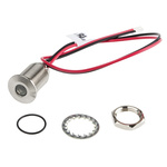 RS PRO Green Panel Mount Indicator, 1.8 → 3.3V dc, 10mm Mounting Hole Size, Lead Wires Termination, IP67