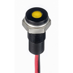 RS PRO Yellow Panel Mount Indicator, 21.6 → 26.4V dc, 6mm Mounting Hole Size, Lead Wires Termination, IP67