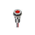 RS PRO Hyper Red Panel Mount Indicator, 1,8 → 3,3V dc, 8mm Mounting Hole Size, Lead Wires Termination, IP67