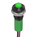 RS PRO Green Panel Mount Indicator, 12V dc, 8mm Mounting Hole Size, Lead Wires Termination, IP67