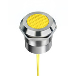 RS PRO Yellow Panel Mount Indicator, 12 → 24V ac/dc, 25mm Mounting Hole Size, Lead Wires Termination, IP67, IP69K