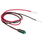 Dialight Green Panel Mount Indicator, 5V dc, 6.4mm Mounting Hole Size, Lead Wires Termination