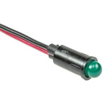 Dialight Green Panel Mount Indicator, 5V dc, 6.4mm Mounting Hole Size, Lead Wires Termination