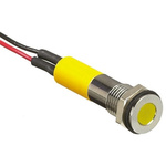 RS PRO Yellow Panel Mount Indicator, 2V dc, 8mm Mounting Hole Size, Lead Wires Termination, IP67