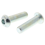 RS PRO Bright Zinc Plated Steel Hex Socket Button Screw, ISO 7380, M8 x 30mm