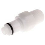 Straight Hose Coupling 1/4in Coupling Insert - Valved, Thread Mount, 1/4 in NPT Male, Acetal