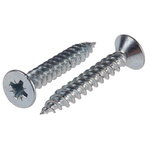 RS PRO Pozidriv Countersunk Steel Wood Screw Bright Zinc Plated, No. 10 Thread, 1.1/4in Length
