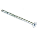 RS PRO Pozidriv Countersunk Steel Wood Screw Bright Zinc Plated, Clear Passivated, No. 10 Thread, 3in Length