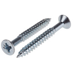 RS PRO Pozidriv Countersunk Steel Wood Screw Bright Zinc Plated, No. 12 Thread, 2in Length
