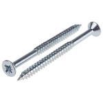 RS PRO Pozidriv Countersunk Steel Wood Screw Bright Zinc Plated, No. 12 Thread, 3in Length