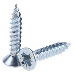 RS PRO Pozidriv Countersunk Steel Wood Screw Bright Zinc Plated, No. 6 Thread, 3/4in Length