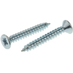 RS PRO Pozidriv Countersunk Steel Wood Screw Bright Zinc Plated, No. 8 Thread, 1.1/4in Length