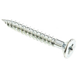 RS PRO Pozidriv Countersunk Steel Wood Screw Bright Zinc Plated, Clear Passivated, No. 10 Thread, 1.1/2in Length