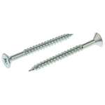 RS PRO Pozidriv Countersunk Steel Wood Screw Bright Zinc Plated, No. 10 Thread, 2in Length