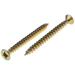 RS PRO Pozidriv Countersunk Steel Wood Screw Yellow Passivated, Zinc Plated, 4.5mm Thread, 50mm Length