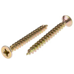 RS PRO Pozidriv Countersunk Steel Wood Screw Yellow Passivated, Zinc Plated, 5mm Thread, 50mm Length