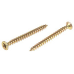 RS PRO Pozidriv Countersunk Steel Wood Screw Yellow Passivated, Zinc Plated, 5mm Thread, 60mm Length