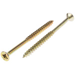 RS PRO Pozidriv Countersunk Steel Wood Screw Yellow Passivated, Zinc Plated, 6mm Thread, 90mm Length