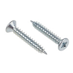 RS PRO Pozidriv Countersunk Steel Wood Screw Bright Zinc Plated, No. 4 Thread, 3/4in Length