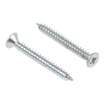 RS PRO Pozidriv Countersunk Steel Wood Screw Bright Zinc Plated, No. 4 Thread, 1in Length