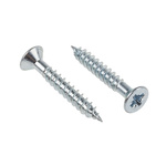 RS PRO Pozidriv Countersunk Steel Wood Screw Bright Zinc Plated, No. 12 Thread, 1.1/2in Length