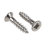 RS PRO Pozidriv Countersunk Stainless Steel Wood Screw, A2 304, 3.5mm Thread, 16mm Length