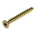 RS PRO Pozidriv Countersunk Steel Wood Screw Yellow Passivated, Zinc Plated, 3mm Thread, 25mm Length