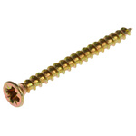 RS PRO Pozidriv Countersunk Steel Wood Screw Yellow Passivated, Zinc Plated, 3.5mm Thread, 40mm Length