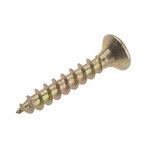 RS PRO Pozidriv Countersunk Steel Wood Screw Yellow Passivated, Zinc Plated, 4mm Thread, 25mm Length