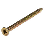 RS PRO Pozidriv Countersunk Steel Wood Screw Yellow Passivated, Zinc Plated, 5mm Thread, 70mm Length