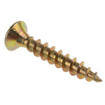 RS PRO Pozidriv Countersunk Steel Wood Screw Yellow Passivated, Zinc Plated, 6mm Thread, 40mm Length