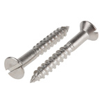 RS PRO Slot Countersunk Stainless Steel Wood Screw, A2 304, No. 8 Thread, 30mm Length