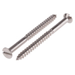 RS PRO Slot Countersunk Stainless Steel Wood Screw, A2 304, No. 8 Thread, 50mm Length