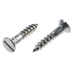 RS PRO Slot Countersunk Stainless Steel Wood Screw, A2 304, No. 10 Thread, 25mm Length