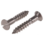RS PRO Slot Countersunk Stainless Steel Wood Screw, A2 304, No. 10 Thread, 30mm Length