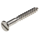 RS PRO Slot Countersunk Stainless Steel Wood Screw, A2 304, No. 10 Thread, 40mm Length
