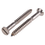 RS PRO Slot Countersunk Stainless Steel Wood Screw, A2 304, No. 10 Thread, 50mm Length