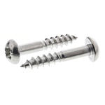 RS PRO Pozidriv Round Stainless Steel Wood Screw, A2 304, 3.5mm Thread, 20mm Length