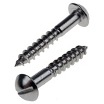 RS PRO Slot Round Stainless Steel Wood Screw, A2 304, 4mm Thread, 25mm Length