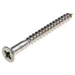 RS PRO Pozidriv Countersunk Stainless Steel Wood Screw, A2 304, 5mm Thread, 50mm Length