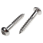 RS PRO Pozidriv Round Stainless Steel Wood Screw, A2 304, 4mm Thread, 25mm Length