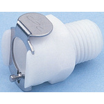 Straight Male Hose Coupling 1/8in Coupling Body - Valved, Pipe Thread, 1/8 in NPT Male, Acetal